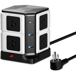 BESTEK USB Power Strip 8-Outlet Surge Protector 1500 Joules with 40W/8A 6 USB Charging Station, Etl Listed, Dorm Room Accessories