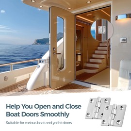 4 PCS Boat Hinges, Stainless Steel Marine Grade Hinges, 2 x 2 Inches Hinges for Boat Yacht Ship, No Noise Smooth Heavy Duty 316 Stainless Steel Hinges with Screws