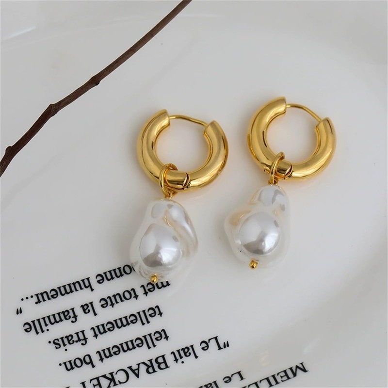Pearl Earrings for Women God Pearl Drop Earrings Pearl Hoop