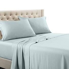 Royal Tradition Solid 600-Thread-Count, 100-Percent Cotton, Split-Top-California King 4PC Sheets Set for Adjustable Beds, Sea
