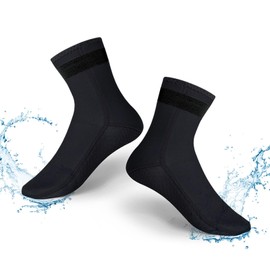 ABPOK 3mm Wetsuit Socks, Neoprene Diving Socks Anti-slip Thermal, Adjustable Velcro loop Strap for Men Women Diving Swimming Surfing (S, Black)
