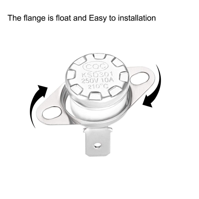 uxcell KSD301 Thermostat 210°C/410°F 10A Normally Closed N.C Adjust Snap