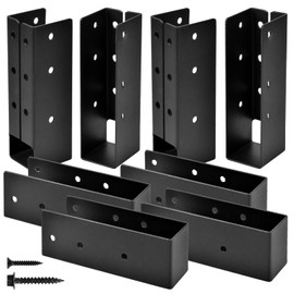 8 Pcs Upgraded Concealed Beam Hangers, 2"x6" Outdoor Concealed Flange, Q235B Steel Frame Bracket, Railing Bracket for Beam, Swing, Handrail, Fence 2"x6" (Black)