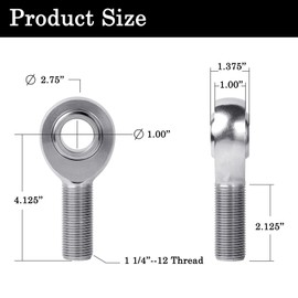 GaiRen 1 1/4'' Heim Joints Rod End Kit, 1.25'' Pair of Right and Left Hand Thread Chromoly Joints Heat Treated Chromoly with Round Tube Adapter, High Misalignment Spacer