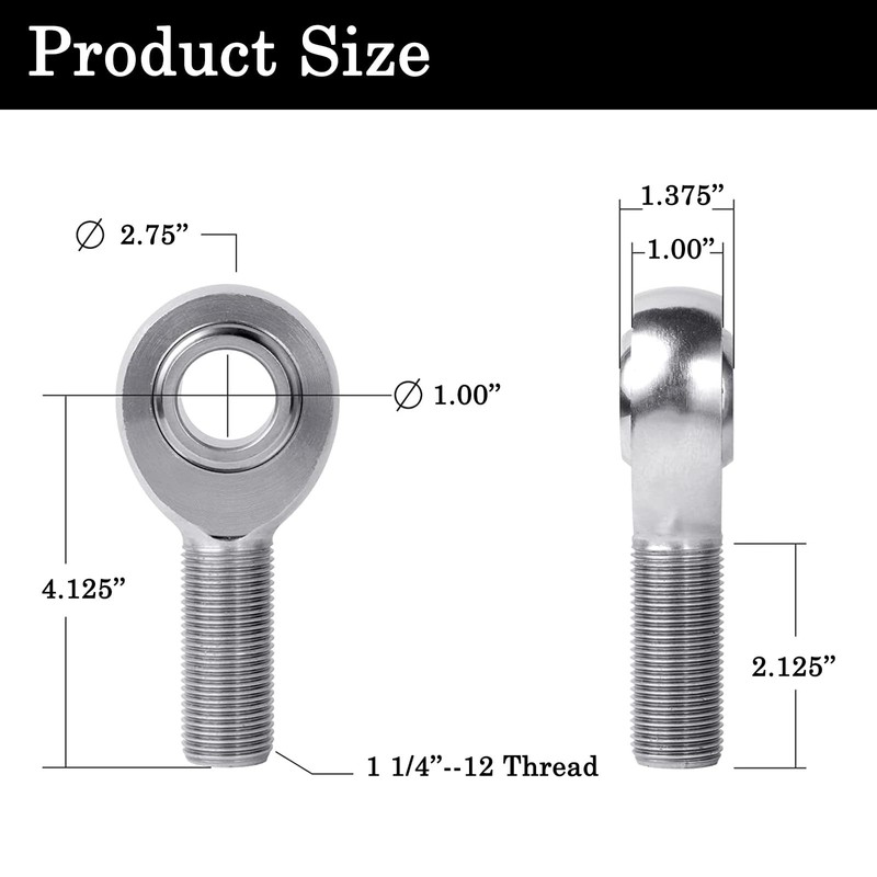 GaiRen 1 1/4'' Heim Joints Rod End Kit, 1.25'' Pair
