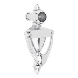 HOJLKLD Door Knocker and Viewer, 5 Inch Height Knocker, 180-Degree View Angle Peephole, 9/16 inch Bore, for 1-3/8" to 1-7/8" Thickness Door (5 inch, Brushed Nickel)
