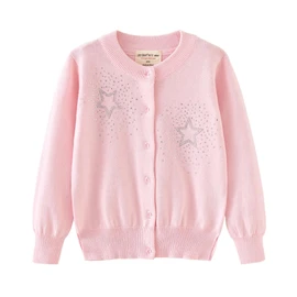 Rolanko Girls' Bolero Cardigans, Long Sleeve Cotton Basic School Clothing, Crew Neck Pullover Cardigan, pink