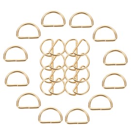 sourcing map 30Pcs 0.5 x 0.5 Inch Metal D Rings, Gold Welded Rings Buckles, Solid Hardware Bags Rings for Purse, Sewing Keychains Belts, Dog Collars, Backpack