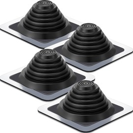 Yaocom Metal roof Vent Boot Chimney Flashing roof Jack Pipe Vent for Pipe Diameters 1/4-5-3/4 Sleeve Square Base Epdm Stove Vent(4 Pcs,8 Inch)