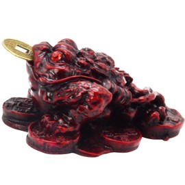 juanxian Feng Shui Money Frog Lucky Oriental Chinese Three Leg W I Ching Coin Frog Toad W Free Mxsabrina Red String Bracelet D1137,2.6x2.5x1.6 in