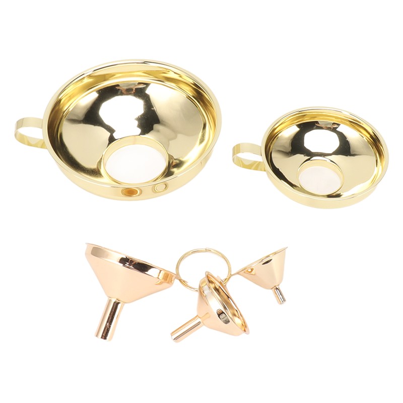 5 Pcs Funnel Set Stainless Steel Gold Plating Wide Mouth