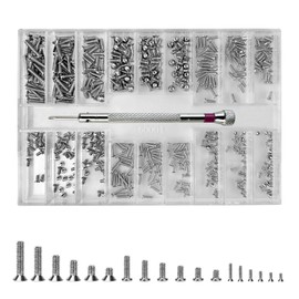 Diompirux Pack of 500 Micro Screws, 18 Sizes, Tiny Micro Screws, with Phillips Screwdriver, Countersunk Screws, Flat Head Screws, Watchmakers Screws Repair Kit, for Watches, Glasses, Laptop