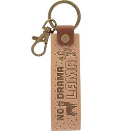 GRUSS & CO 48374 Faux Leather Llama Key Fob | Light Faux Leather Pendant with No Drama Lama Motif with Carabiner | 48374, brown, Motif "Lama"