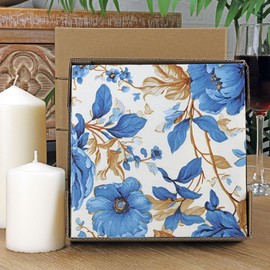 BESALILY Floral Decorative Paper Napkin Wedding Party Holiday Festival Tea Party Napkins Paper Disposable Placemat Decoupage Napkins (3-Ply, 50-Count) (Azure Blossom)