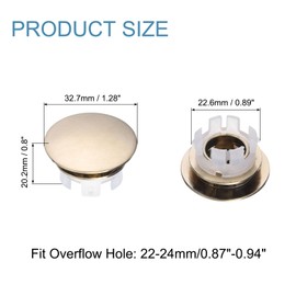 uxcell 3pcs Sink Overflow Rings, Bathroom Kitchen Basin Trim Bath Sink Hole Round Head Double Layer Brass Overflow Drain Cover Insert in Hole (Gold Tone, White)