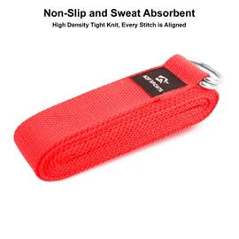 AQF Yoga Strap 1.8 m/2.4 m/3 m, Yoga Strap with D Buckle, 100% Cotton Training Bands, Yoga Band for Legs and Body Stretching Fitness (2.4 m, Red)