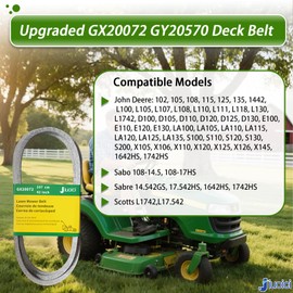 Upgraded GX20072 Deck Belt Compatible with John Deere 42 Inch Deck Lawn Mower D105 D110 D130 L100 L110 E100 LA115 S100, Replace GY20570 Drive Belt, 104 Inch Length, More Durable, Easy to Install