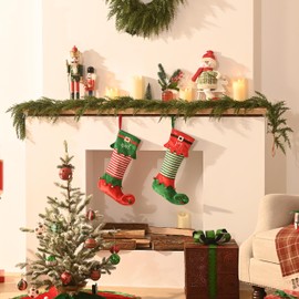 Valery Madelyn 6ft Real Tough Christmas Garland for Mantle, Lighted Artificial Norfolk Pine Cedar Garland, Realistic Soft Pre-Lit Fall Garland for Door Fireplace Table Centerpiece Outdoor Home Decor