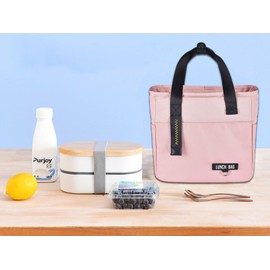 FAVORTALK Lunch Bag Insulated Lunch Bag for Women Adult Work Ladies Men Cool Bag Lunch Box Container Tote Bags for School Picnic or Travel - Small Pink