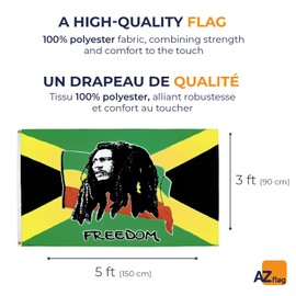 AZ FLAG - Bob Marley Flag 3' x 5' - Rasta Jamaica flags 90 x 150 cm - Banner 3x5 ft - Drapeau Bob Marley