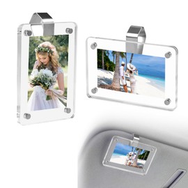2 Stück Fotohalter für Die Sonnenblende, Acryl Fotohalter fürs Auto, Magnetischer Personalisierter fotohalter Aus Acryl fürs Auto Visor Picture Frame für Familie, Paare, Fahrer, auto-Sonnenblende