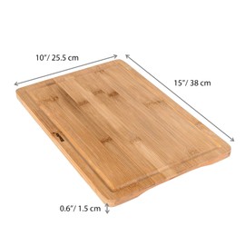 Wood Cutting Board for Kitchen – 15x10" Large Bamboo Cutting Board with Juice Groove and Handles – Wooden Chopping Board, Serving Tray – BlauKe®