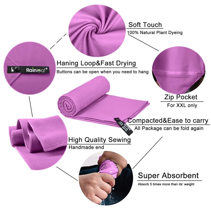 Rainleaf Microfiber Towel Perfect Travel & Gym & Camping Towel.