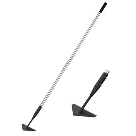 YEELOR Triangle Garden Hoe, Carbon Steel Weed Remover Edger Lawn Tool with 57.5 Inches Stainless Steel Long Handle, Weed Puller Long Handle Hoe for Digging Weeding Hoeing Loosing Soil