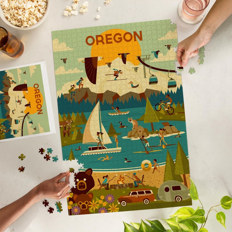 Lantern Press 1000 Piece Jigsaw Puzzle, Oregon, Geometric