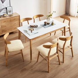 Genina Chair Seat Covers Waterproof Dining Room Chair Covers Set of 4 Stretch Seat Covers for Dinning Room Chair Protector Slipcover for Kitchen, Hotel (4, Pattern2-Beige)