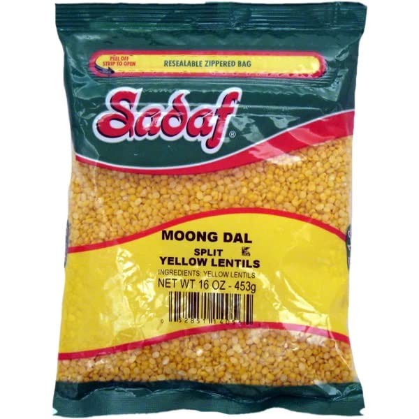 Sadaf Moong Dal Yellow Split Lentils 16 oz. - Dried Yellow Split Lentils - Mung Split Dry Beans - Natural, Vegan, Kosher