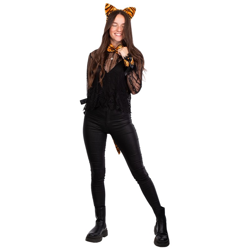Brandsseller Animal Set Tiger Deluxe Headband Ears Tail Bow Tie