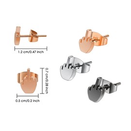 Middle Finger Earrings for Women Flip Off Earrings 3 Pairs Middle Finger Stud Earrings - Gold, Silver, Black Ear Studs for Men