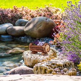 Relaxdays Planter, Flamed Wood, Set of 2, Garden Decoration, Half Flower Barrel, Vintage Design, HBT: 11 x 20 x 9 cm, Natural