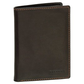 Leather ID Card Holder with Note Compartment, Black, Brown, Natural, brown, Classic