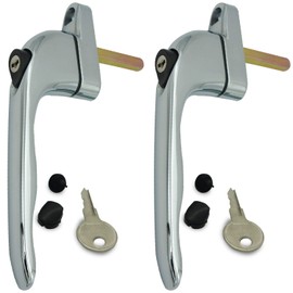 Heather 2 UK Window Polished Silver Chrome UPVC Window Handle Replacement Handles Double Glazing Window Handles PVC Window Handle Spindle and Screws Left Right (2, Silver)