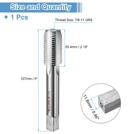 uxcell Hand Bottom Tap 11/16-11 UNC 2B Thread Bottoming Style Threading Taps High Speed Steel HSS6542 Straight Flutes Screw Tapping Tool
