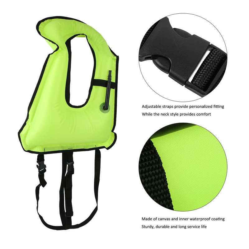 Fluorescent Snorkeling Buoyancy Waistcoat Waterproof Safe Swimming Inflatable Vest