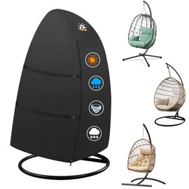 Zettum Egg Chair Cover - Single Seat Hanging Egg Chair Cover, Waterproof Outdoor Hanging Chair Covers, 600D Heavy Duty Covers for Patio Wicker Swing Chairs, 45 x 33 x 68 Inch