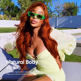 Kesenmu Ginger Wig Human Hair,13x6 HD Ginger Body Wave Lace Frontal Wigs Human Hair Pre Plucked With Baby Hair,210% Density Colored Orange Wig human hair for Women 26 Inch
