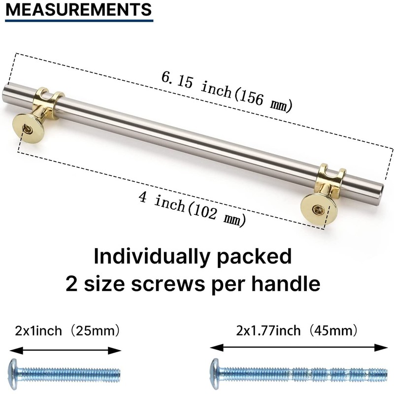 Leulan 10 Pack Brushed Nickel Drawer Pulls 4 Inch Cabinet