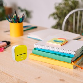Zplumestarxx T02 Mini Printer Print Pod Portable Bluetooth Note Buddy Thermal Printer Mini Sticky Note Printer Sticker Printer Inkless Printer with 4 Rolls Paper Compatible with Phone & Tablet White