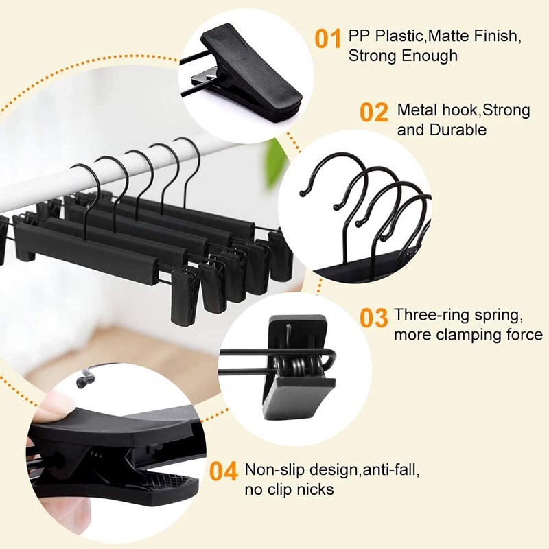 30 Pack Skirt Hangers，Pants Hangers with Clips，360 ° Swivel Hooks