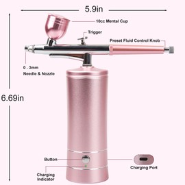 Airbrush-Kit Rechargeable Cordless Airbrush Compressor -Auto Handheld Airbrush Gun, Airbrush Set Portable Wireless Air Brush for Barber, Nail Art, Cake Decor, Makeup, Model Painting