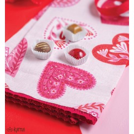 Karma, Eclectic Tea Towel, 100% Cotton Hand Towel for Kitchen – Housewarming Gift for Hostess Boho Kitchen Home Décor, Hearts