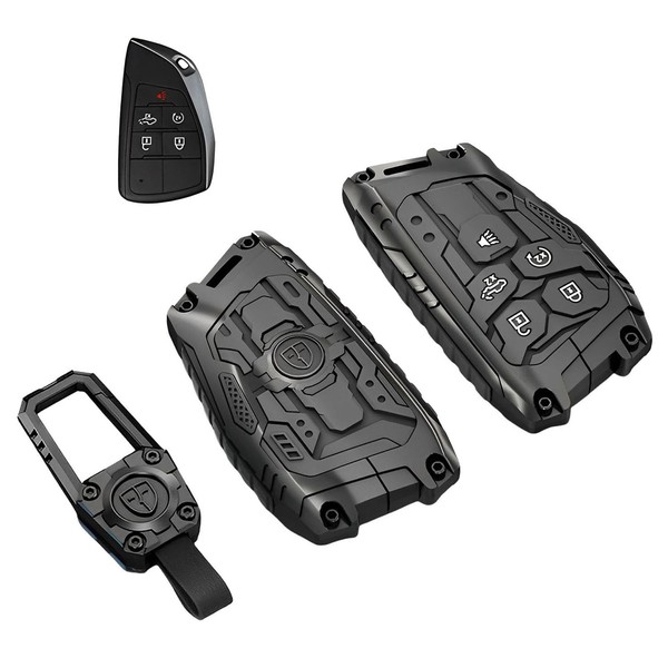 Heavy Zinc Alloy Key fob Case Cover with Keychain Compatible