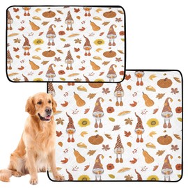 YEGAME Autumn Gnome Pumpkins Washable Pee Pads for Dogs Cats, Reusable Puppy Pads Absorbent Non-Slip Waterproof Pet Training Pads for Potty Training, Playpen, Crate