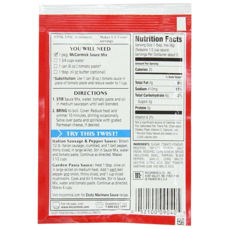 McCormick Spaghetti, Thick & Zesty, 1.37 Ounce (3 Pack)