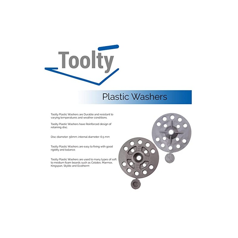Toolty Plastic Washers - 100 Pcs of 56mm - Black