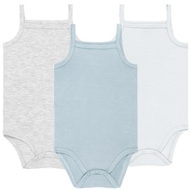 GUISBY Rayon Made from Bamboo Undershirt boy Girl Bodysuit for baby 3-Packs Grey+Light Grey+Blue Grey 12-18 Months